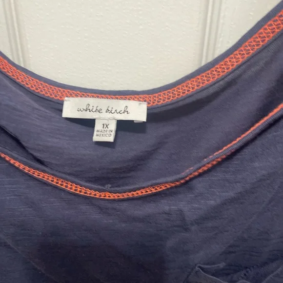 White Birch Boxy Blue shortSleeve Blouse - Picture 5 of 11